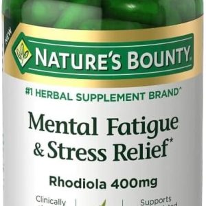Nature's Bounty Mental Fatigue and Stress Relief, Rhodiola Supplement, 400 mg, Capsules, 30 Count