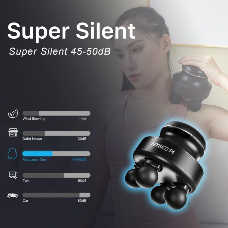HYAKO F1 4-Heads Handheld Electric Deep Tissue Body Massager – Portable Orbital Professional Muscle Massager Tool for Easing Shoulder and Back Tension and Chiropractic Tool for Myofascial Release - Image 6
