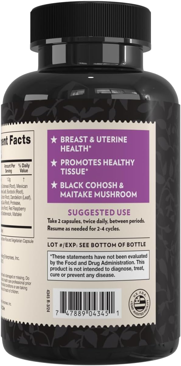 Crystal Star Fibro Defense, 60 Capsules, Black Cohosh, Breast & Uterine Health Between Periods, Gluten Free, Non-GMO - Image 2