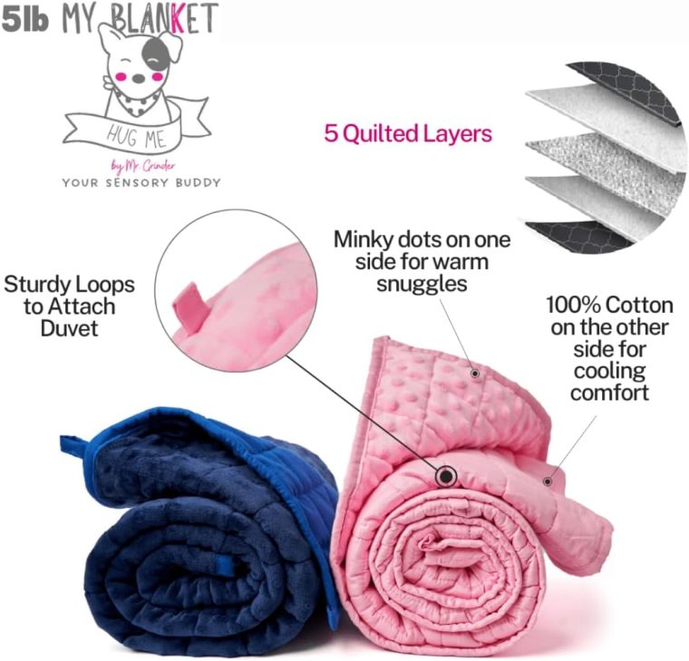 Kids 5lb Weighted Blanket for Youth 40 lbs + and Adults. Cotton and Minky Dots, 36x48 in Throw Blanket Soft, Reversible, Machine Washable. Lap Blanket for Rest, Reading, Travel. Pink - Image 4