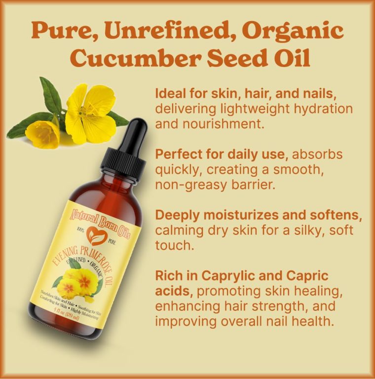 Natural Born Oils Evening Primrose Oil, 8oz, Organic, Cold-Pressed, Omega-6 Rich, Skin Softener, Hair Revitalizer - Image 2