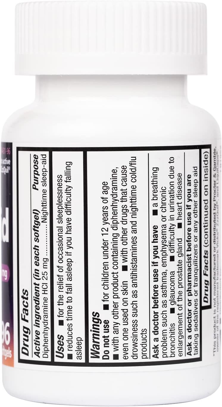 HealthA2Z Sleep Aid, Diphenhydramine HCl 25mg Softgels, Supports Deeper, Restful Sleeping, Non Habit-Forming (96 Softgels) - Image 4