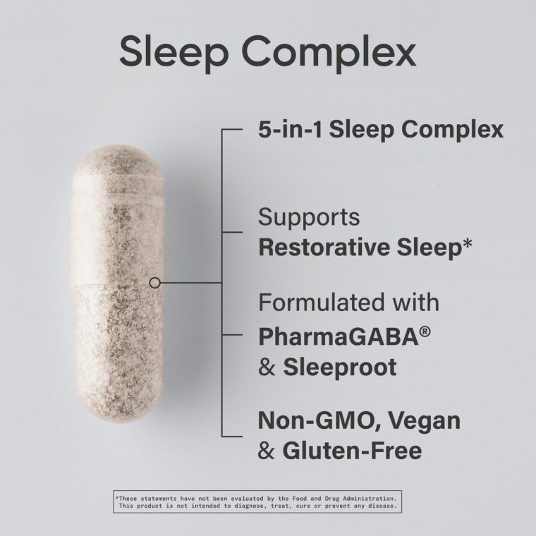 Sports Research® Sleep Complex- Melatonin-Free Vegan Capsules - with Valerian Root, GABA, L-Theanine, Magnesium & 5-HTP - 30 Servings - Image 2