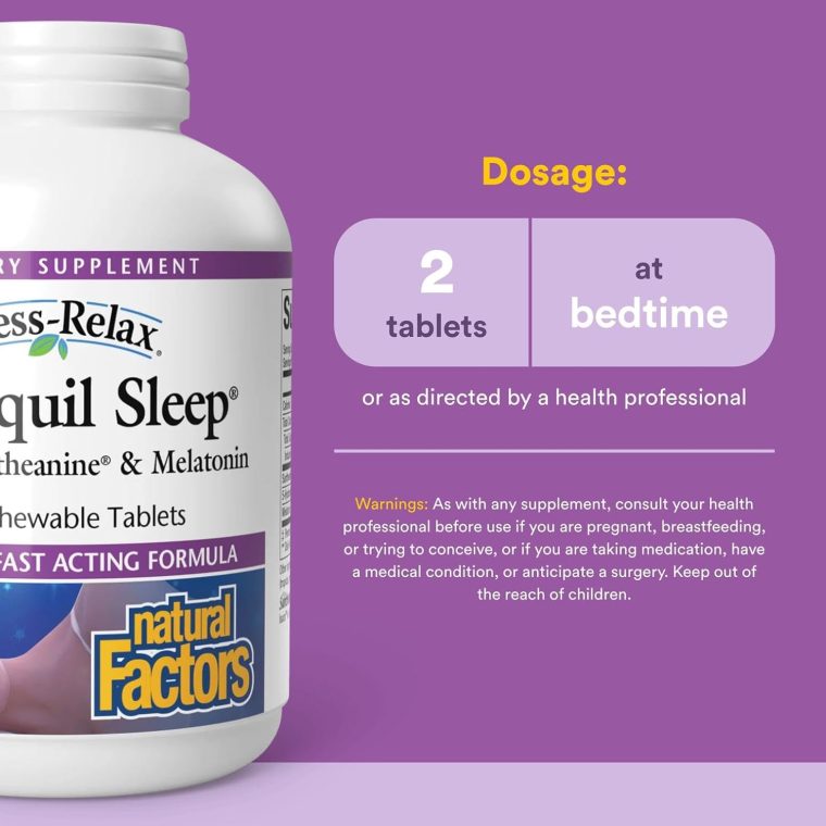 Natural Factors Stress-Relax Tranquil Sleep Chewable, Supports The Full Sleep Cycle, 120 Tablets - Image 3