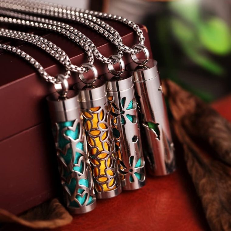 JEAN SMILE Essential Oil Necklace for Women, Aromatherapy Pendant 316L Stainless Steel Diffuser Necklace, Essential Oil Jewelry Gift for Men Women, Christmas, Birthday XN046-13 - Image 8