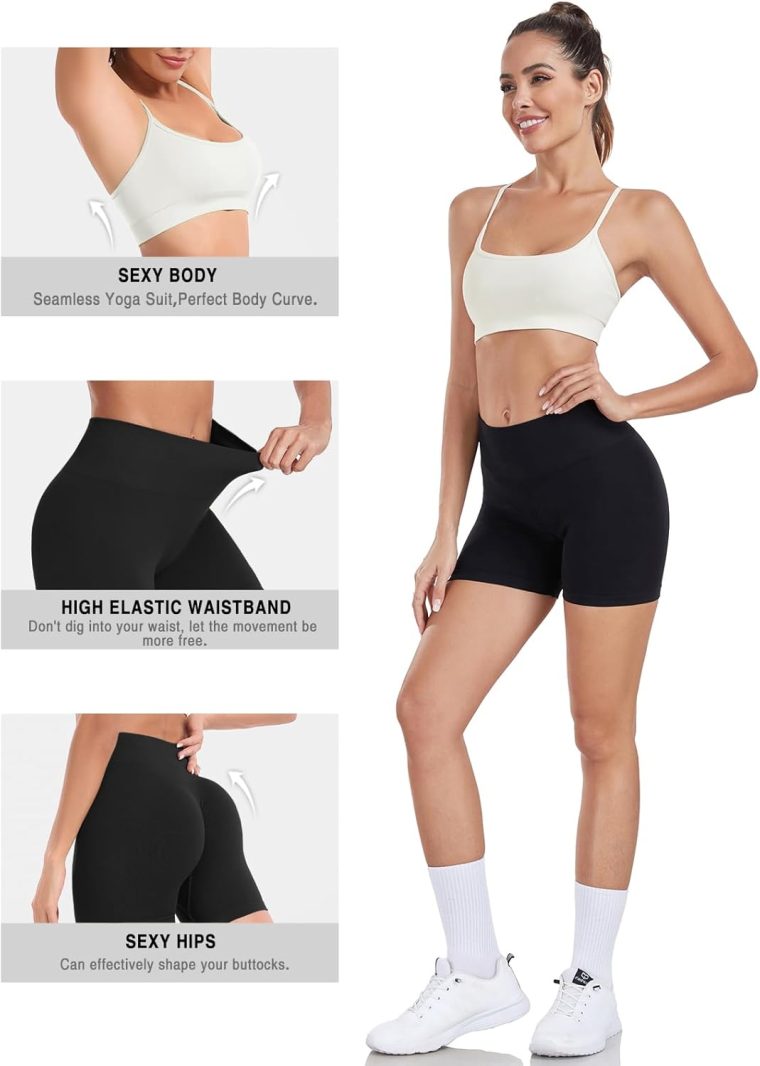 Workout Sets for Women 2 Piece Outfits High Waisted Yoga Shorts with Adjustable Strappy Sports Bra Gym Sets - Image 2