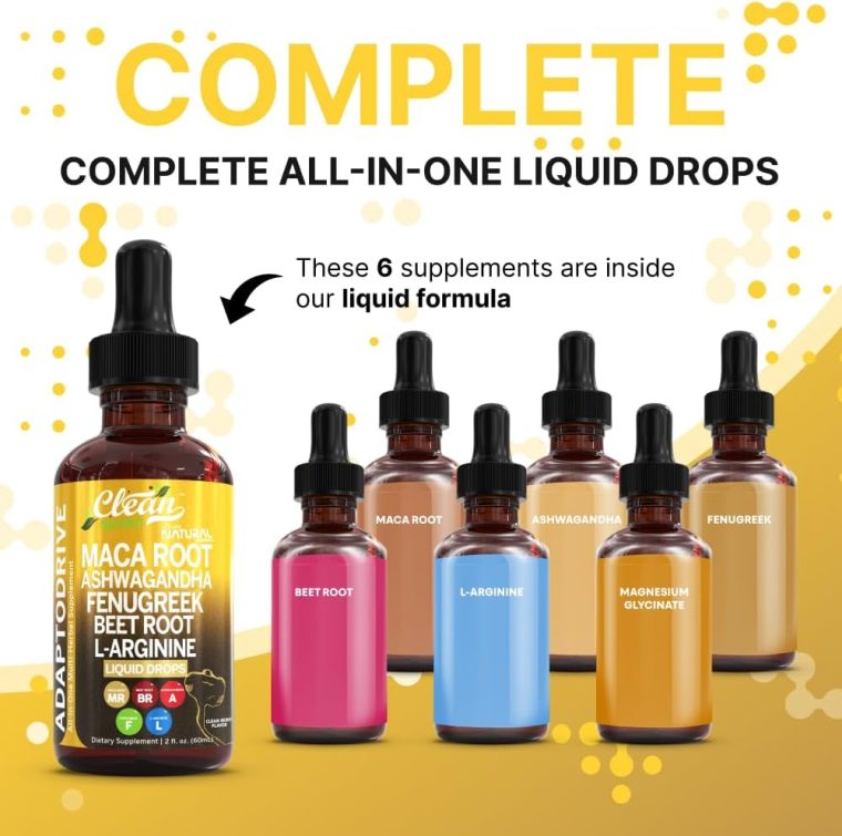 Clean Nutra Organic Maca Root Liquid Drops with Ashwagandha, Fenugreek, Beet Root and L-Arginine Liquid Multivitamin for Women and Men - Adapto Drive - Image 2