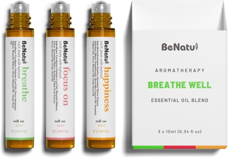Benatu Essential Oil Blends Set (Breathe, Focus on, Happiness), Natural Aromatherapy Roll On for Massage, Body Skin Care, Home - Natural Fragrance Gift Roller for Women and Men - Image 6