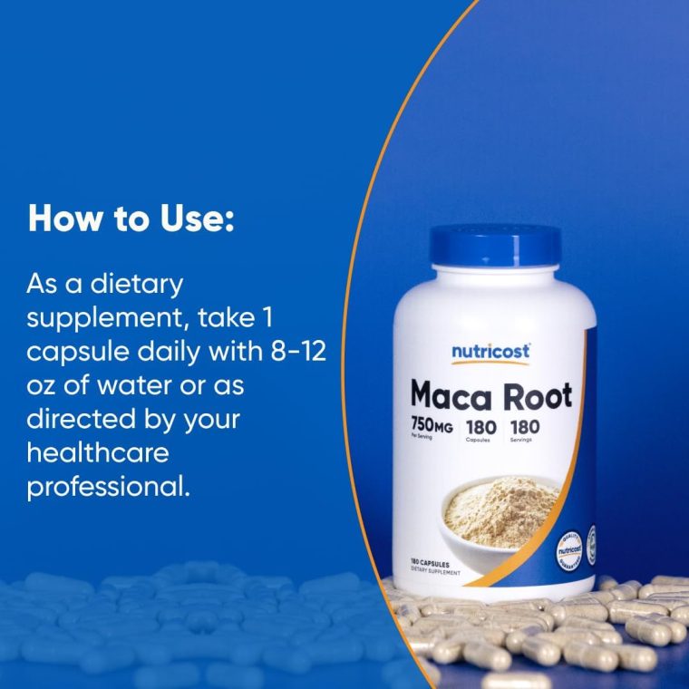Nutricost Maca Root Capsules (Lepidium meyenii) 750mg, 180 Capsules, 180 Servings - Image 7