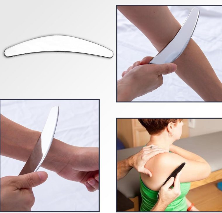 Feelfree Sport 3 in 1 Muscle Scraper Tool-Gua Sha Scraping Tool Physical Therapy Massage Tool-Soft Tissue Mobilization for Back, Legs, Arm (A+D+S), Silver - Image 5