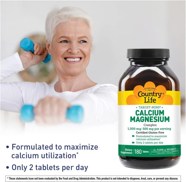 Country Life Target-Mins Calcium Magnesium Complex 1000mg/500mg, 180 Tablets, Certified Gluten Free, Certified Vegan, Certified Non-GMO Verified - Image 5