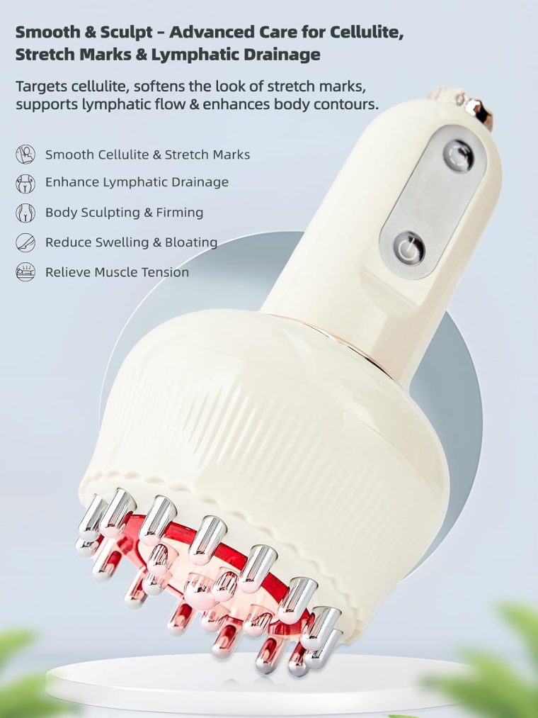 Lymphatic Drainage Massager & Anti Cellulite Massage Tool, Helps Reduce Stretch Marks & Cellulite, for Legs, Arms & Belly, Body Sculpting Machine with Microcurrent, Light, Heat & Vibration - Image 2