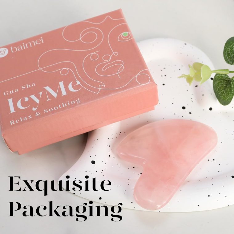 BAIMEI Gua Sha Facial Tool for Self Care, Massage Tool for Face and Body Treatment, Relieve Tensions, Reduce Wrinkles and Redness, Skin Care Tools for Men Women - Rose Quartz - Image 6
