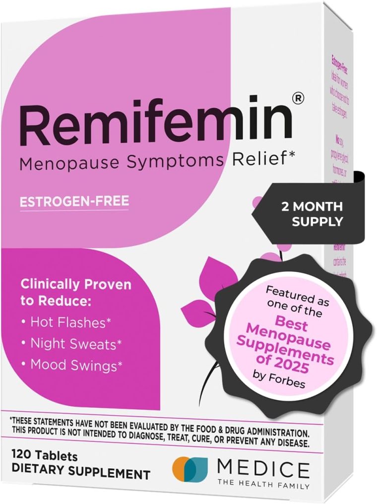 Menopause Symptoms Relief - Clinically Proven Ingredients - Menopause Supplements - Black Cohosh - Estrogen-Free - Made in Germany - 120 Tablets