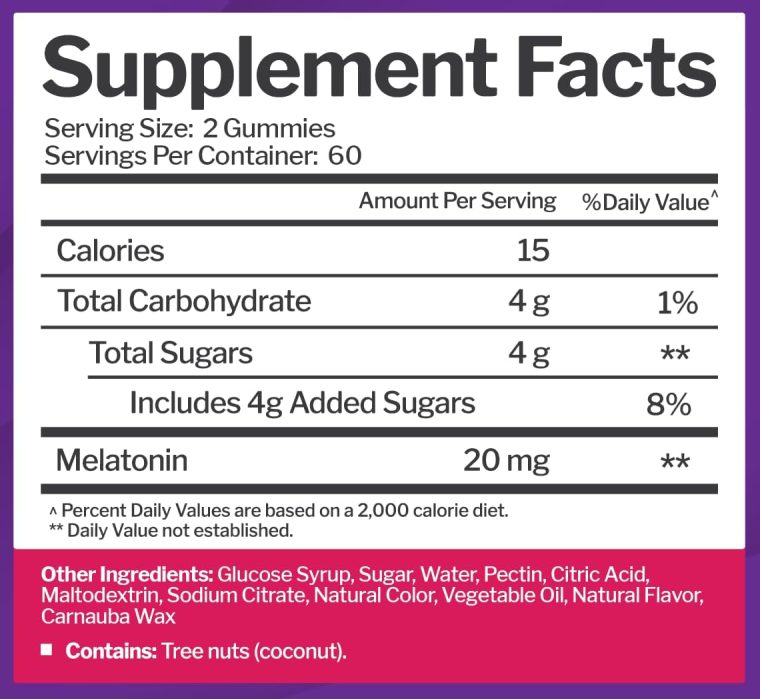 Melatonin 20mg Gummies for Adults (120 Count) - Maximum Strength Sleep Aid with 10mg of Melatonin Per Gummy - Gluten-Free, Non-GMO, Vegetarian, Great Tasting Mixed Berry Flavor - 60 Servings - Image 5