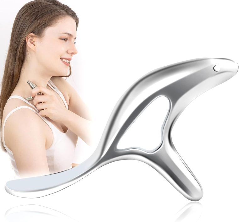 Metal Trigger Point Massage Tool for Deep Tissue Massage & Body Gua Sha, Muscle Scraper Tool, Thumb Saver Acupressure Tool, Fascia Blaster for Full Body Pain Relief