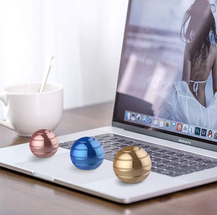 Stress Relief Kinetic Desk Toy, 1.77'' Adult Office Desk Spinning Metal Toys for ADHD Anti Anxiety, Kinetic Optical Illusion Toys for Office School (45MM, Rose Gold) - Image 5