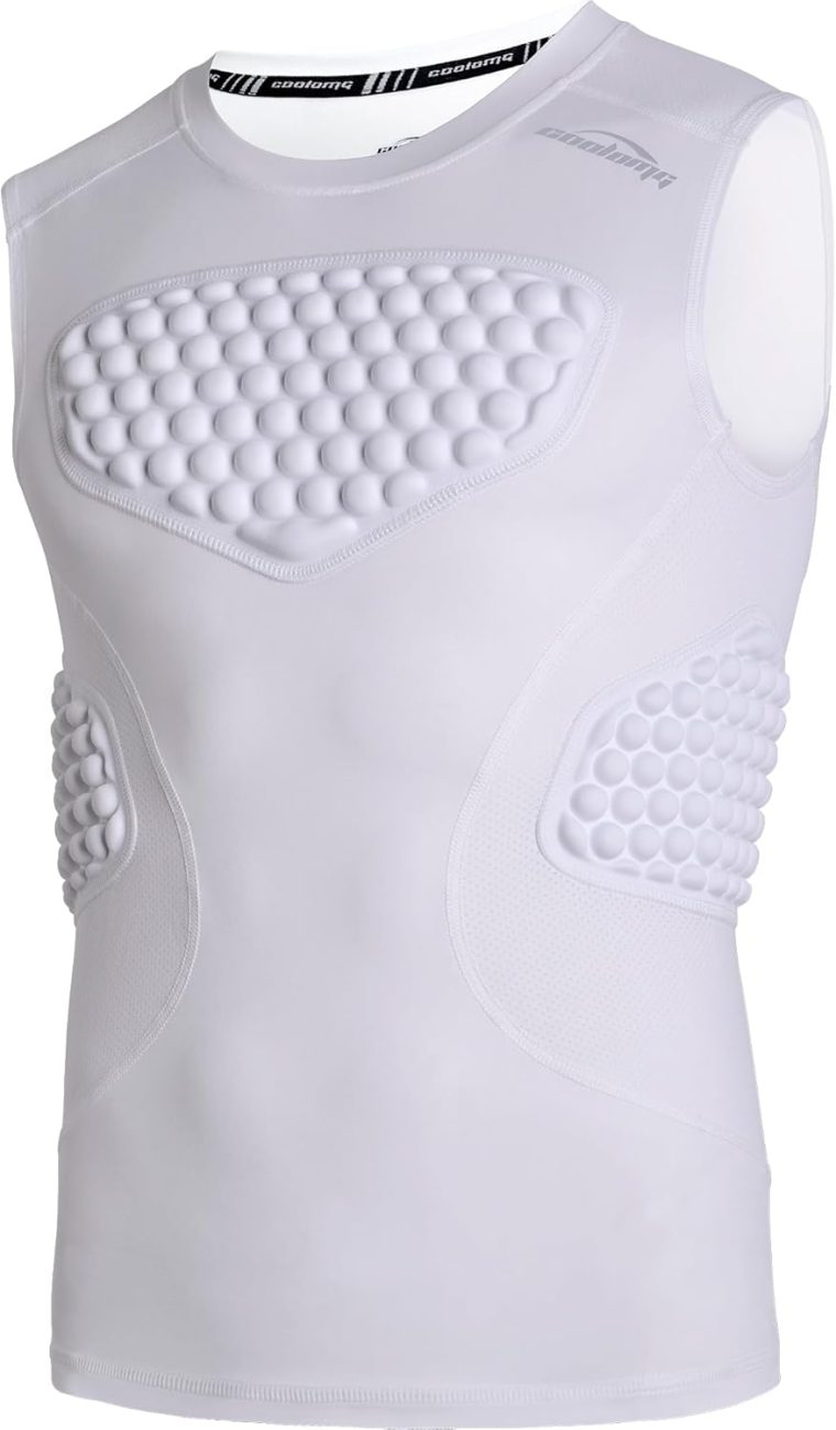 COOLOMG Youth Baseball Chest Protector Padded Compression Shirt Softball Football Lacrosse Rib Heart Sternum Guard