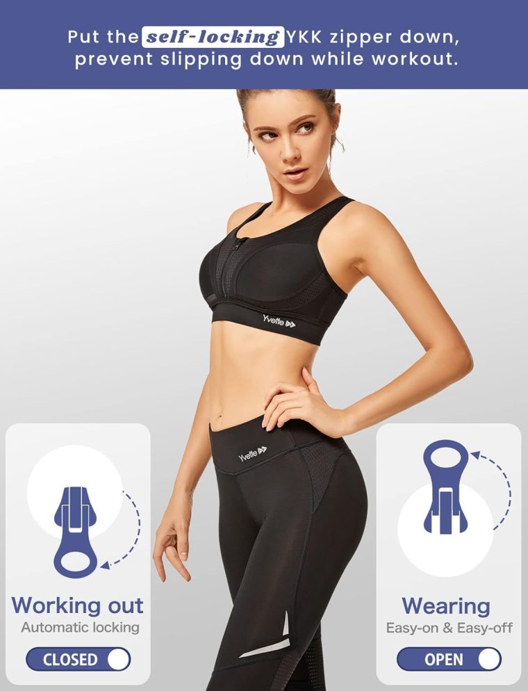 Yvette Sports Bras for Women High Impact Racerback Workout Bra for Running for Plus Size - Image 4