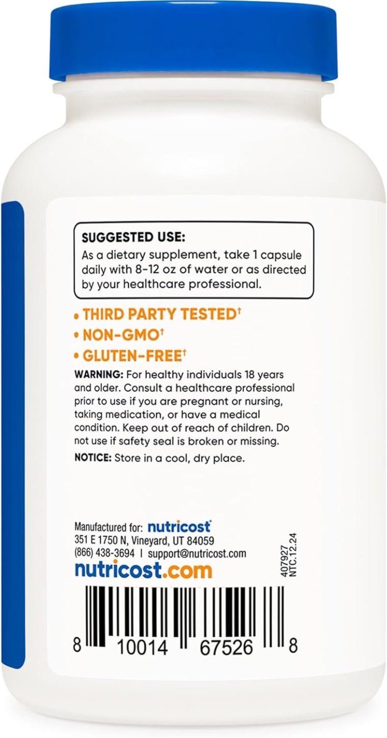 Nutricost Biotin (Vitamin B7) 10,000mcg (10mg) Vitamin Supplement, 240 Capsules - Vegetarian, Gluten Free, Quick Release, Non-GMO - Image 4
