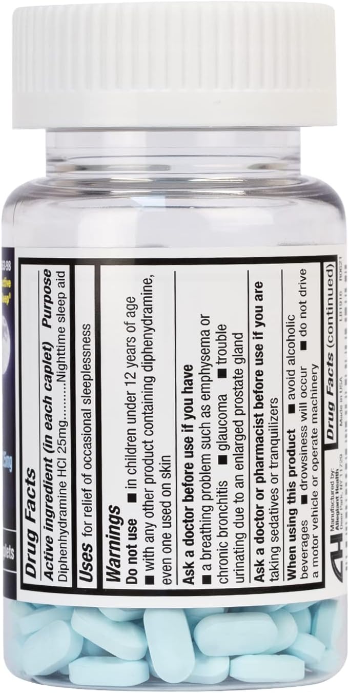 HealthA2Z Sleep Aid 200 Caplets | Diphenhydramine HCl 25mg | Regular Strength Sleeping Pills | Safe & Non-Habit-Forming - Image 7