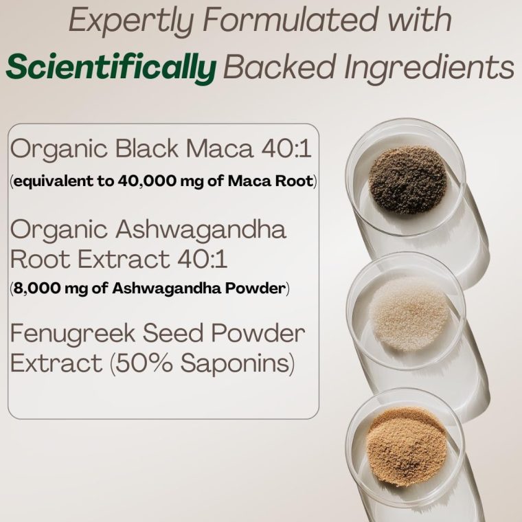 MACAPLUS+ Black Maca Root + Ashwagandha + Fenugreek - #1 Highest Potency Black Maca Root 40,000mg 40x Strength Organic Capsules for Men and Women Supplement 100% Pure Maca Peruana 40:1 Powder Pills - Image 5