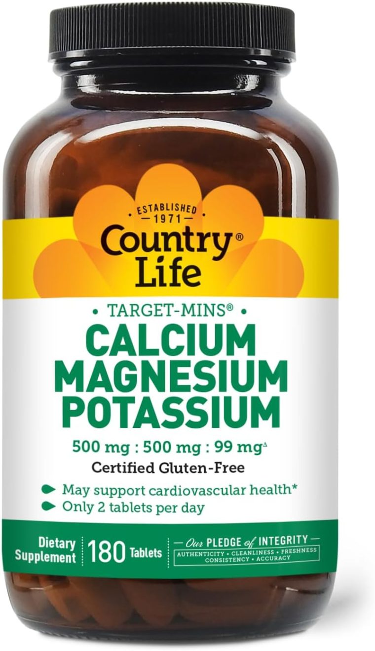 Country Life Target Mins - Calcium Magnesium Potassium Bone & Heart Health Supplement, 1000mg Calcium, 500mg Magnesium, Supports Calcium Utilization, 180 Tablets – Certified Gluten Free & Vegan - Image 4