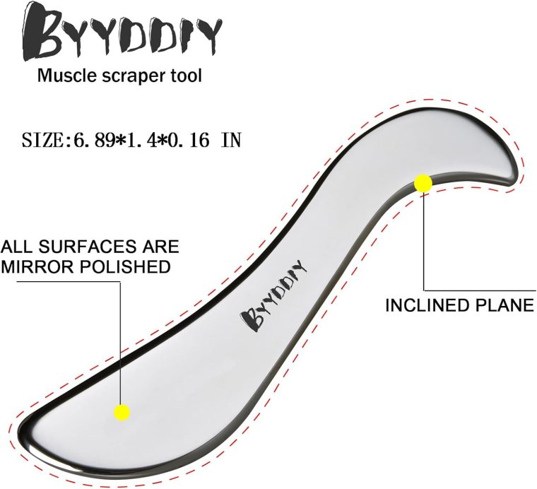 BYYDDIY Stainless Steel Gua Sha Muscle Scraper Tool,Scar Tissue Tool,Physical Therapy Tools,Muscle Scraping Tool,Guasha Massage Scraper,IASTM Tools,Skin Scraping Tool,Soft Tissue Massage Tool - Image 2