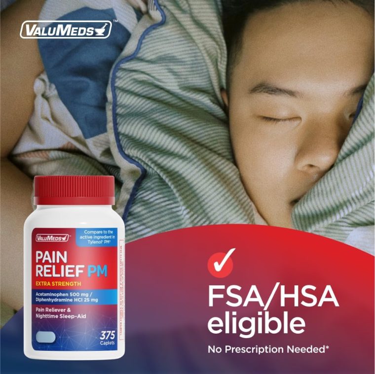 ValuMeds PM Pain Reliever and Nighttime Sleep Aid (375 Count) Generic Acetaminophen 500mg | Fast-Acting Extra Strength Relief for Headaches, Migraines, Aches | Non-Habit Forming Compare to Tylenol PM - Image 4