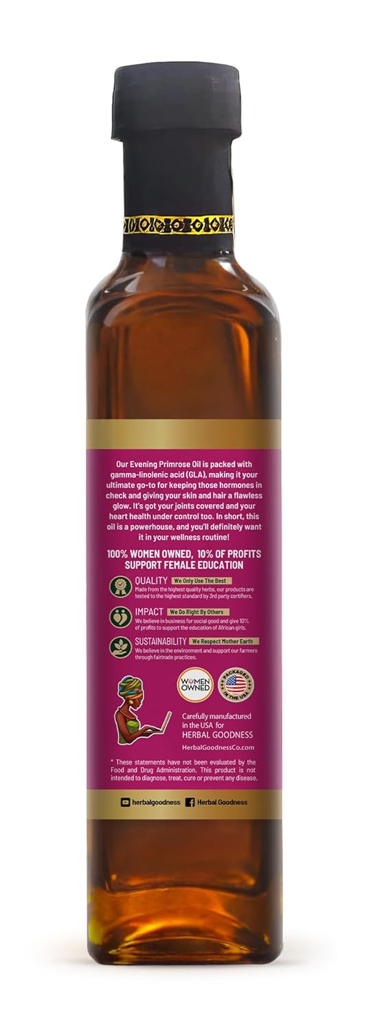 Herbal Goodness Evening Primrose Oil 8oz – Cold-Pressed, High GLA for Hormone Balance, Skin, Hair, Joint, & Heart Health Support – Pure, Non-GMO, Premium Supplement Oil | Herbal Goodness - Image 3