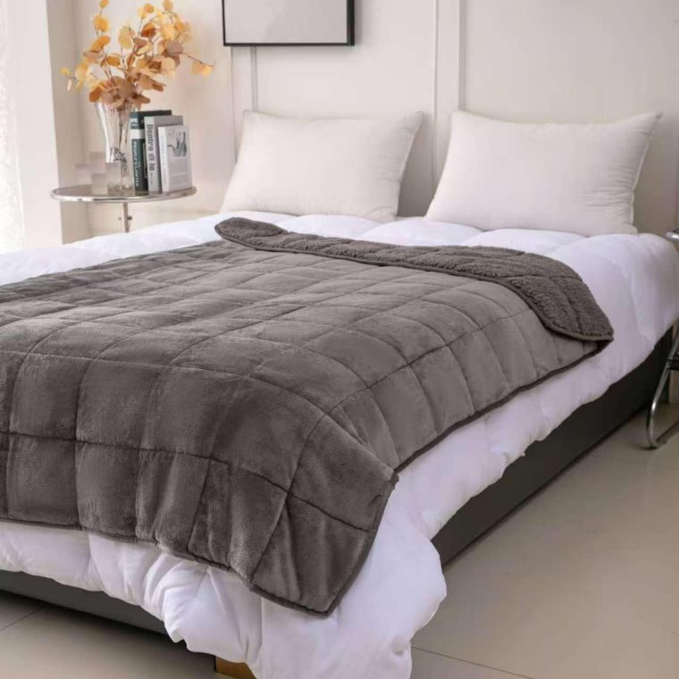 Sherpa 5lb Weighted Blanket for Adult, Both Sides Reversible Velvet Soft Plush Weighted Heavy Blanket for All Season Grey 36in*48in - Image 5