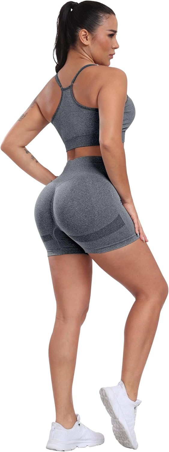 CHRLEISURE Women's 4 Packs Workout Gym Shorts, High Waisted Butt Lifting Scrunch Butt Seamless Booty Shorts - Image 5