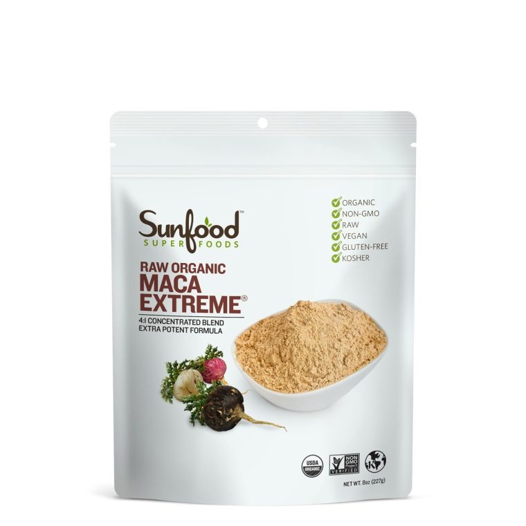 Sunfood Organic Maca Extreme - Maca Root Powder, Maca Powder Organic, Maca Supplement for Men & Women with Adaptogens, Peruvian, Raw, Vegan, Premium Maca Powder - 8 Oz Bag