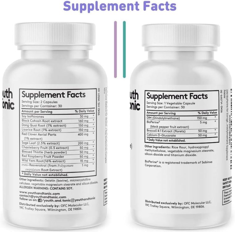 Youth & Tonic Menopause & PMS Support for Women Through Balanced Estrogen Metabolism – 90 Pills with DIM Black Cohosh Red Clover Dong Quai Soy Isoflavones - Image 7