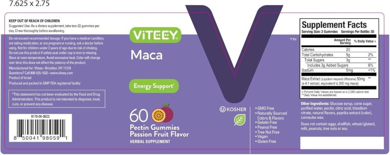 Viteey Maca Root Gummies for Men and Women - Reproductive Health, Energy, Drive, Stamina & Hormone Support - Vegan, Gluten Free, Gelatin Free, GMO Free, Tasty Chewable Passion Fruit Flavored Gummy - Image 7
