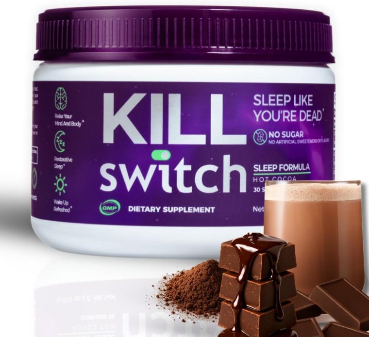 Killswitch Sleep Aid for Adults – Fall Asleep Fast & Wake Refreshed, Sugar-Free Hot Chocolate Supplement - Magnesium, Tart Cherry, L-Theanine & More for Restful Sleep, 30 Servings, Made in USA
