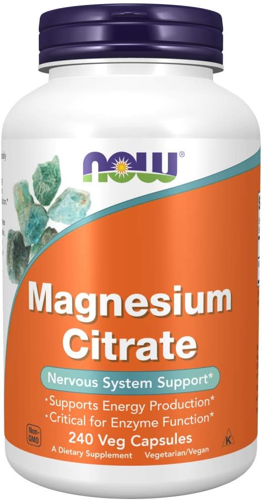 Now Supplements, Magnesium Citrate, Enzyme Function*, Nervous System Support*, 240 Veg Capsules