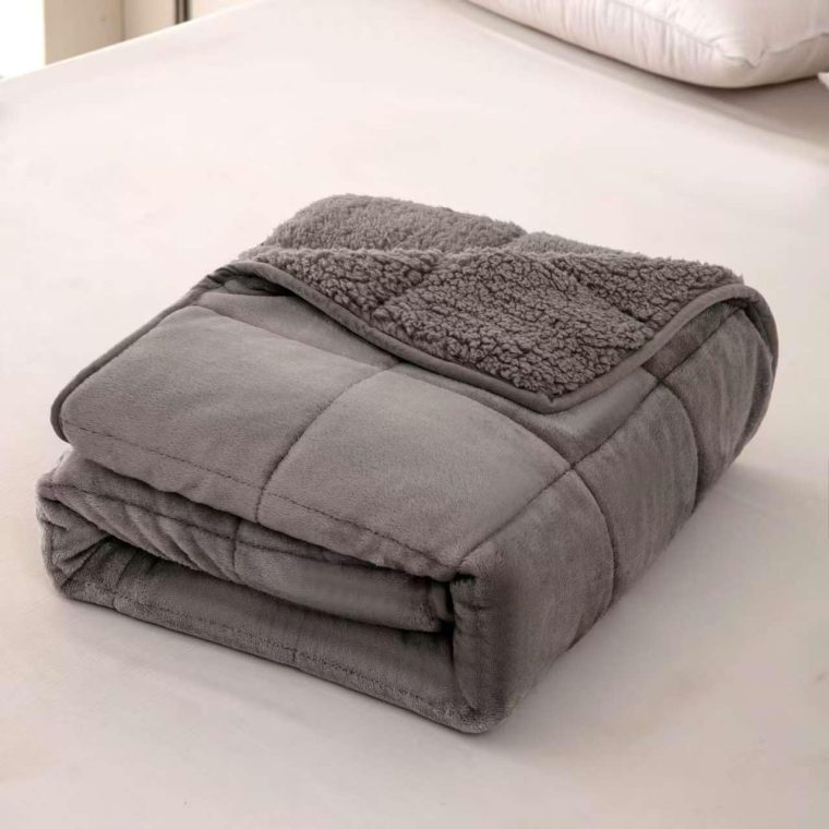 Sherpa 5lb Weighted Blanket for Adult, Both Sides Reversible Velvet Soft Plush Weighted Heavy Blanket for All Season Grey 36in*48in - Image 4