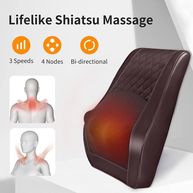 Back Massager Neck Massager with Heat, Shiatsu Massage Pillow for Pain Relief, Massagers for Neck and Back, Shoulder, Leg, Christmas Gifts for Men Women Mom Dad, Stress Relax at Home Office and Car - Image 4