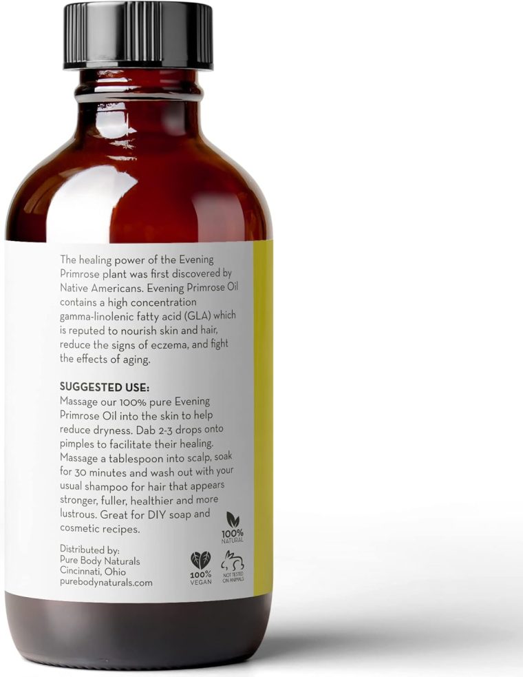 Pure Body Naturals Evening Primrose Oil - Liquid, not Capsules - for Face, Skin and Hair, 4 fl oz - Image 6