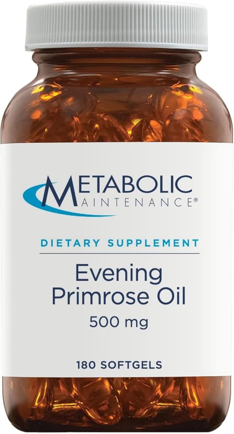 Metabolic Maintenance Evening Primrose Oil Capsules - 500mg Cold Pressed GLA + LA Supplement - Supports Balanced Hormonal Function for Women, Helps Maintain Healthy Skin (180 Softgels)