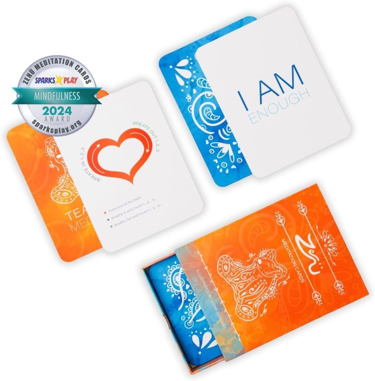 Kids' Mindfulness & Meditation Card Set – 28 Affirmation Cards + 5 Breathing Exercises for Emotional Regulation & Inner Peace | Award-Winning Calm Kit for Children | Ages 3+| - Image 2