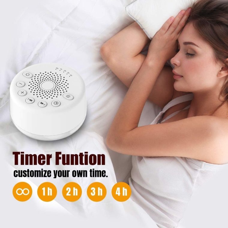 Sound Machine Easysleep White Noise Machine with 25 Soothing Sounds and Night Lights with Memory Function 32 Levels of Volume and 5 Sleep Timer Powered by AC or USB for Sleeping Relaxation (White) - Image 6