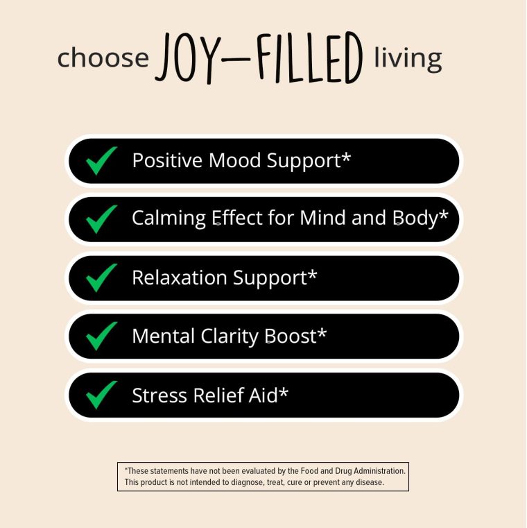 Joy-Filled Mood Support Supplement with St. Johns Wort | Stress Relief – Helps Calm The Mind & Body | 100% Plant-Based Happy Pills, Ashwagandha, Rhodiola Rosea, Eleuthero | Herbal Adaptogens, 60 Ct - Image 3