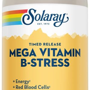 SOLARAY Mega Vitamin B-Stress - Timed Release Vitamin B Complex w/Vitamin B12, B6, Folic Acid, VIT. C - Stress, Energy, Red Blood Cell, Immune Support - Vegan, 60-Day Guarantee (240 CT)