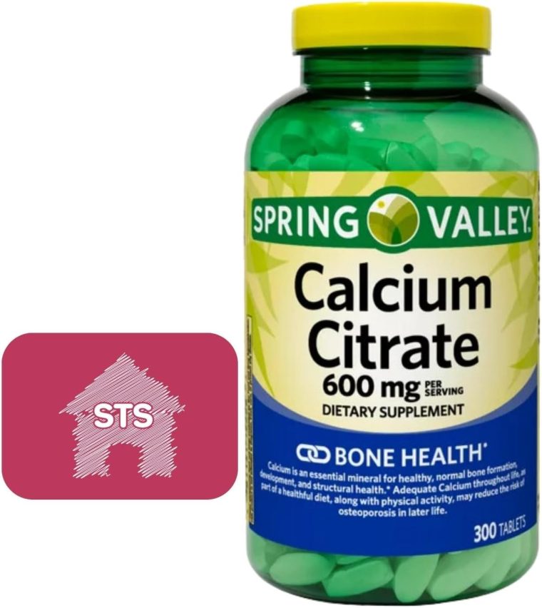 Spring Valley Calcium Citrate 600 mg, 300 Tablets - Bone & Joint Health + STS Sticker.