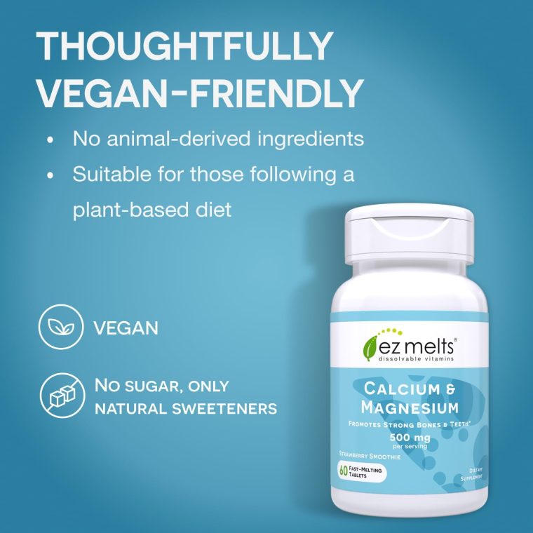 EZ Melts Dissolvable Calcium and Magnesium Supplement with Vitamin D3, Sugar-Free, 1-Month Supply - Image 2