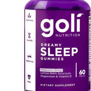 Goli Dreamy Sleep Gummy - 60 Count - Melatonin, Vitamin D, Magnesium, and Lemon Balm Extract - Gelatin-Free, Gluten-Free, Vegan & Non-GMO