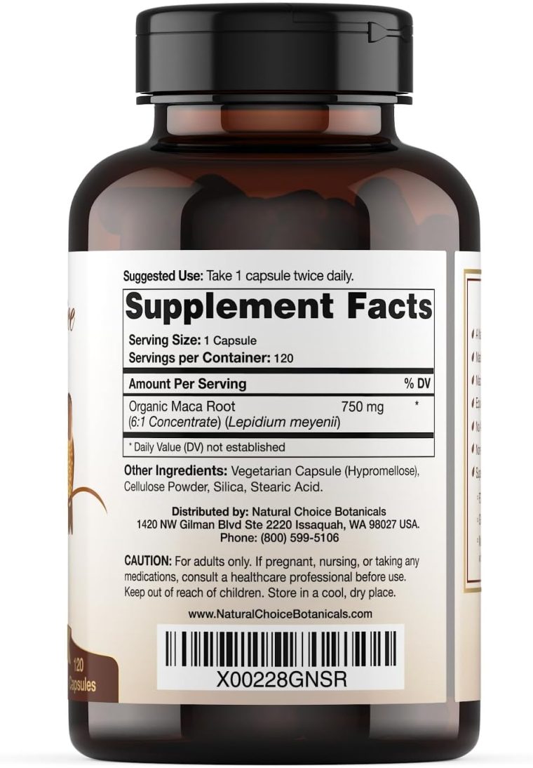 Organic Maca Root Capsules (High Potency), Non-GMO Verified Supplement - 120 Capsules, 2 Month Supply - Image 4