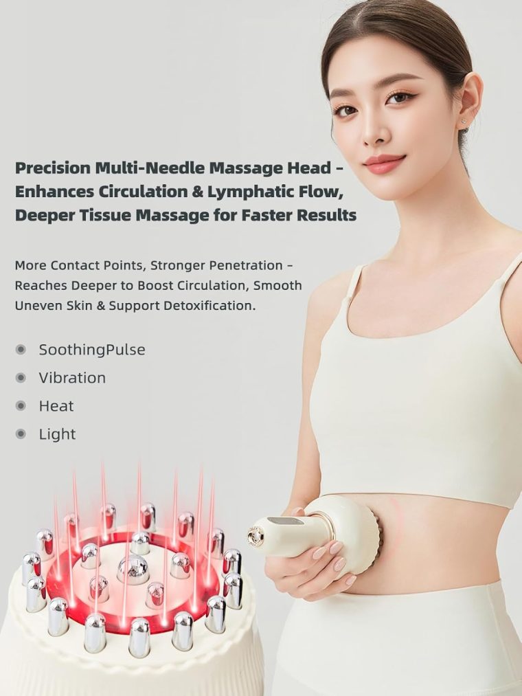 Lymphatic Drainage Massager & Anti Cellulite Massage Tool, Helps Reduce Stretch Marks & Cellulite, for Legs, Arms & Belly, Body Sculpting Machine with Microcurrent, Light, Heat & Vibration - Image 4